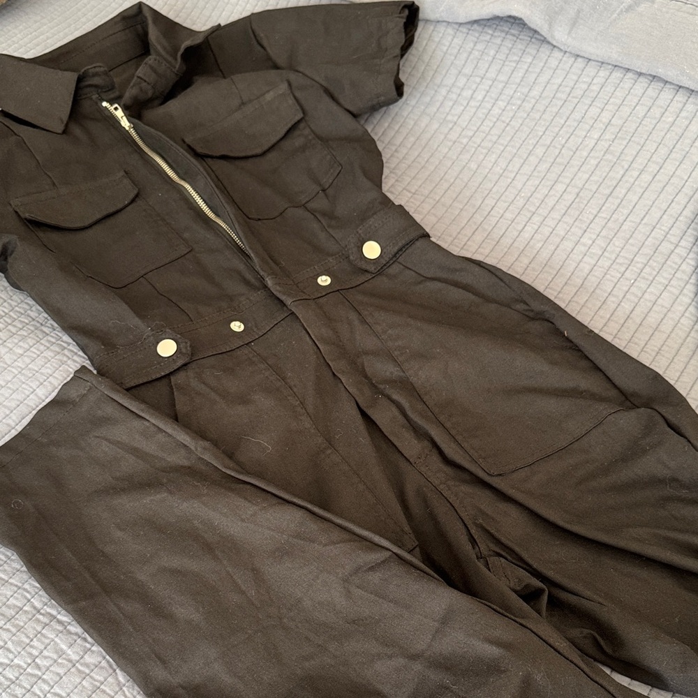 Black Women's Utility Jumpsuit - Picture 5 of 5